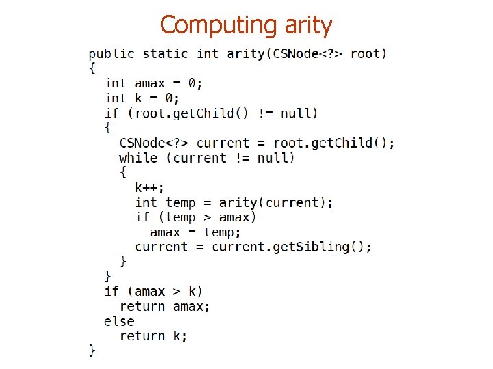 Computing arity 