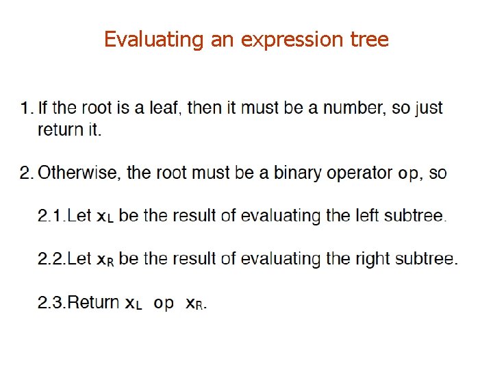 Evaluating an expression tree 