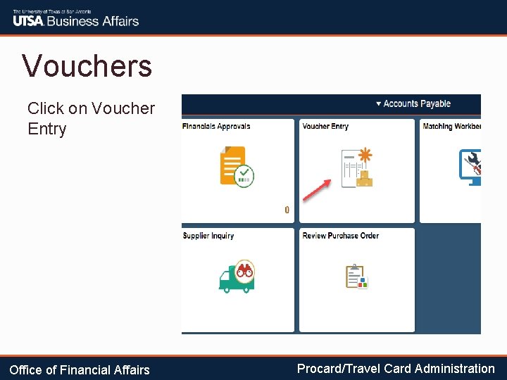 Vouchers Click on Voucher Entry Office of Financial Affairs Procard/Travel Card Administration 