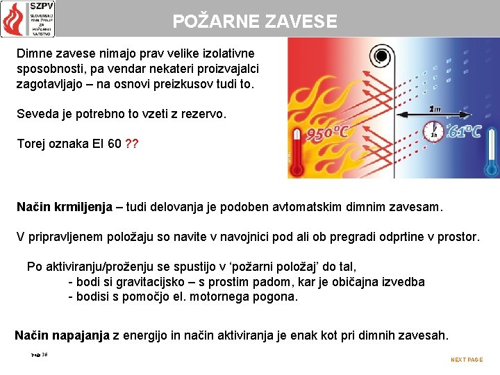 POŽARNE ZAVESE Dimne zavese nimajo prav velike izolativne sposobnosti, pa vendar nekateri proizvajalci zagotavljajo