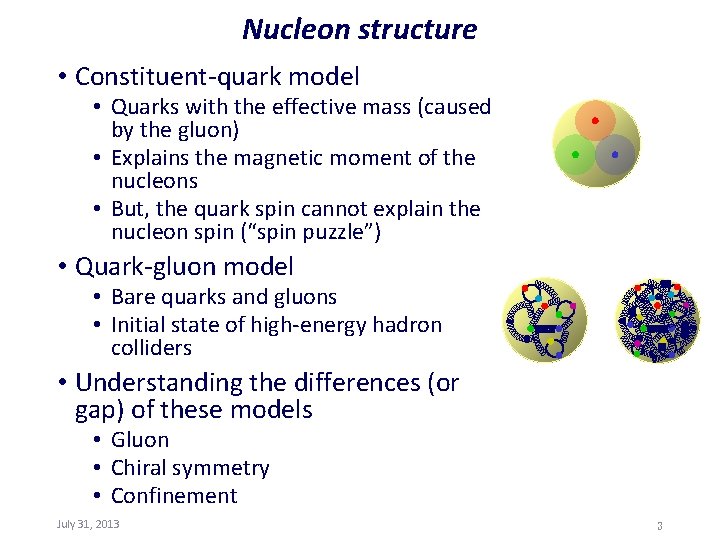 Nucleon structure • Constituent-quark model • Quarks with the effective mass (caused by the
