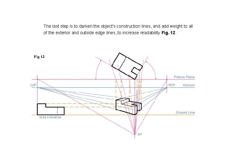 The last step is to darken the object's construction lines, and add weight to
