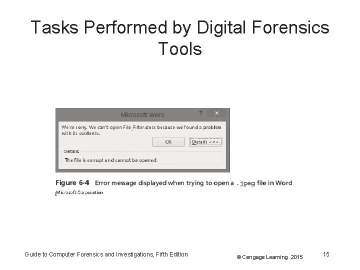 Tasks Performed by Digital Forensics Tools Guide to Computer Forensics and Investigations, Fifth Edition