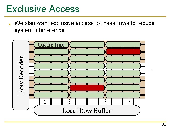 Exclusive Access We also want exclusive access to these rows to reduce system interference