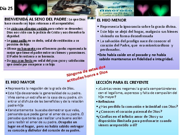 Día 25 BIENVENIDA AL SENO DEL PADRE: Lo que Dios hace cuando sus hijos