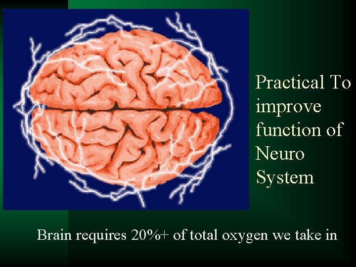 Practical To improve function of Neuro System Brain requires 20%+ of total oxygen we