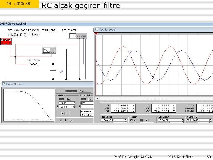  RC alçak geçiren filtre Prof. Dr. Sezgin ALSAN 2015 Rectifiers 59 