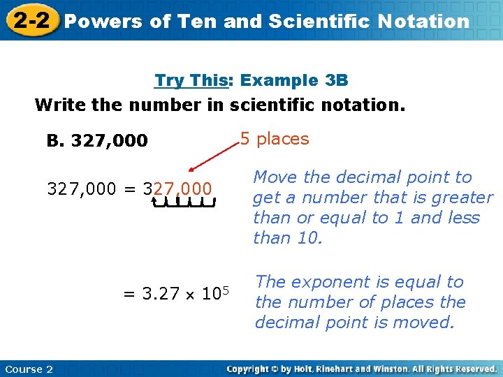 of Ten and Scientific 2 -2 Powers Insert Lesson Title Here Notation Try This: