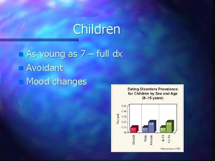 Children As young as 7 – full dx n Avoidant n Mood changes n