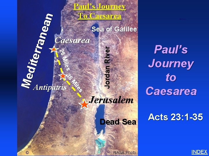 8 iles 3 s ile M Jordan River Caesarea Antipatris Jerusalem Dead Sea ©