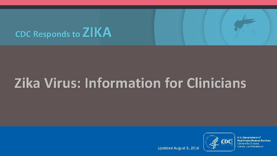 CDC Responds to ZIKA Zika Virus: Information for Clinicians Updated August 5, 2016 