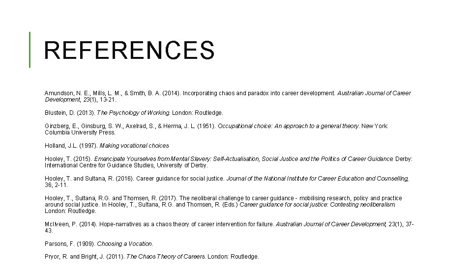 REFERENCES Amundson, N. E. , Mills, L. M. , & Smith, B. A. (2014).