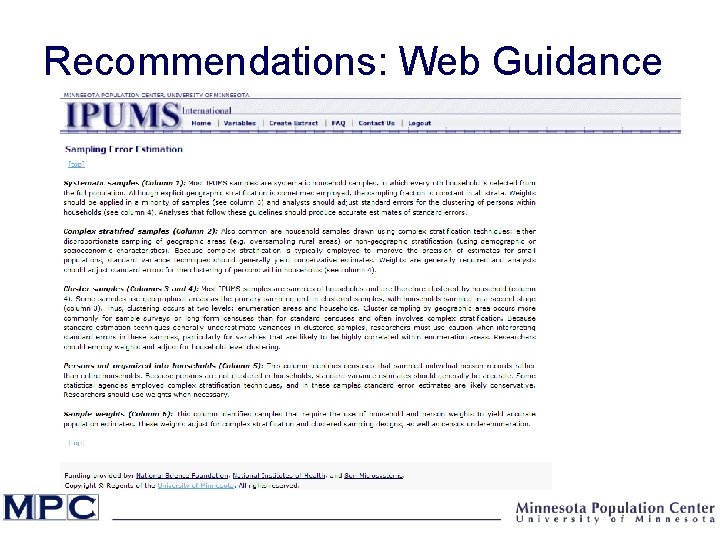 Recommendations: Web Guidance 