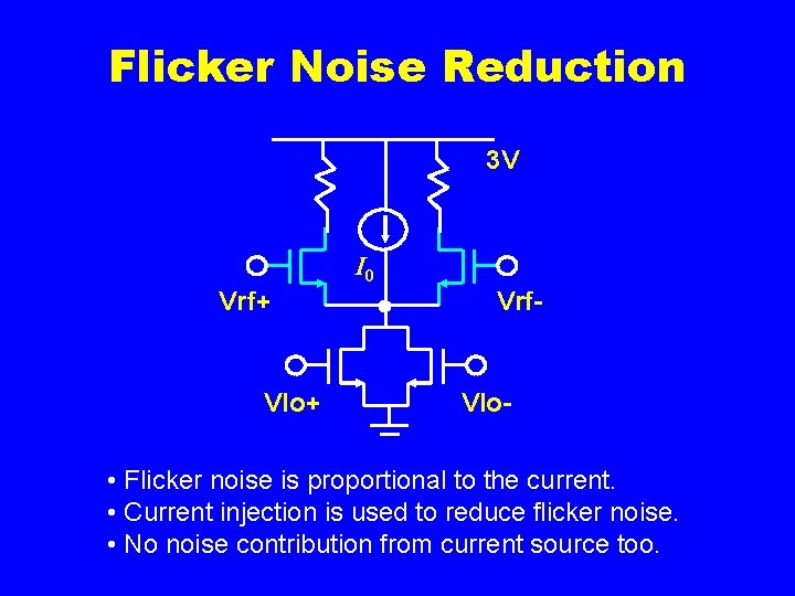 Flicker Noise Reduction 3 V I 0 Vrf+ Vlo+ Vrf- Vlo- • Flicker noise