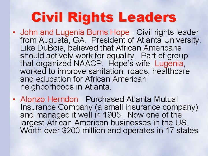 Civil Rights Leaders • John and Lugenia Burns Hope - Civil rights leader from