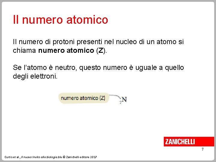 Il numero atomico Il numero di protoni presenti nel nucleo di un atomo si