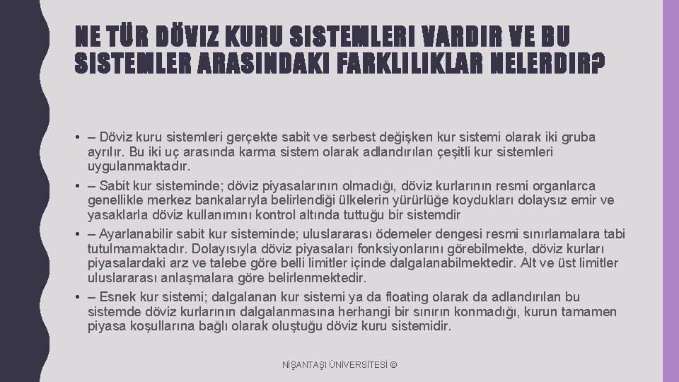 NE TÜR DÖVIZ KURU SISTEMLERI VARDIR VE BU SISTEMLER ARASINDAKI FARKLILIKLAR NELERDIR? • –