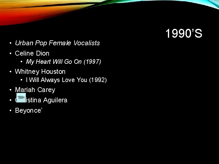  • Urban Pop Female Vocalists • Celine Dion • My Heart Will Go