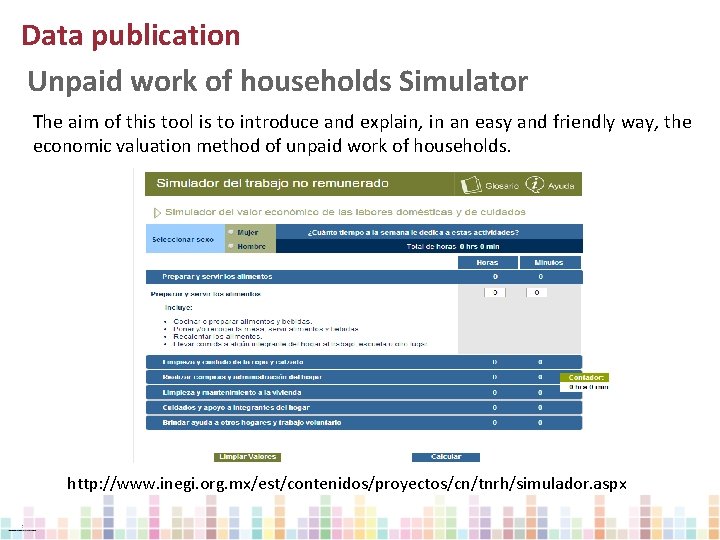 Data publication Unpaid work of households Simulator The aim of this tool is to