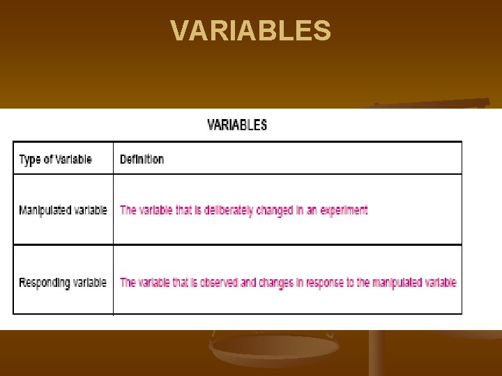 VARIABLES 