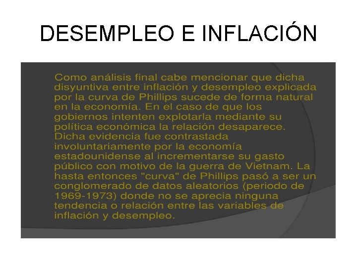 DESEMPLEO E INFLACIÓN 