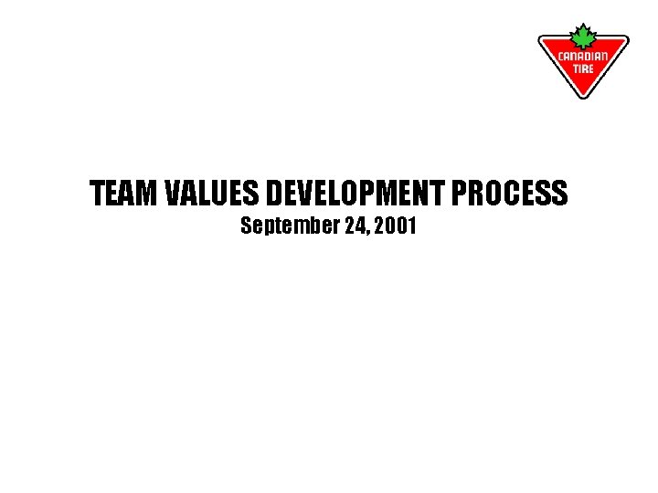 TEAM VALUES DEVELOPMENT PROCESS September 24, 2001 