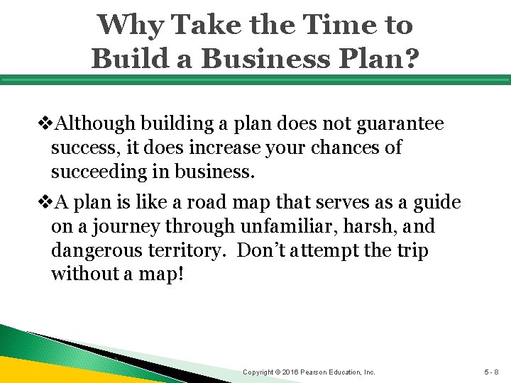 Why Take the Time to Build a Business Plan? v. Although building a plan