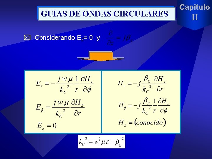 GUIAS DE ONDAS CIRCULARES * Considerando EZ= 0 y Capítulo II 