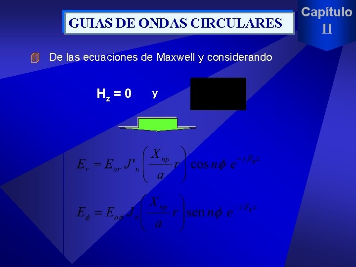 GUIAS DE ONDAS CIRCULARES 4 De las ecuaciones de Maxwell y considerando Hz =