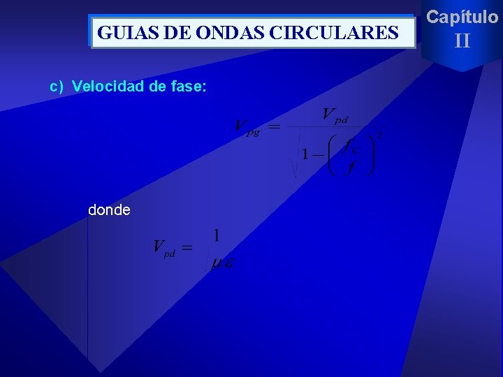 GUIAS DE ONDAS CIRCULARES c) Velocidad de fase: donde Capítulo II 