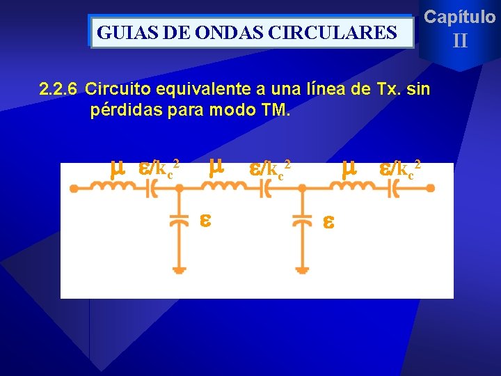 GUIAS DE ONDAS CIRCULARES Capítulo 2. 2. 6 Circuito equivalente a una línea de