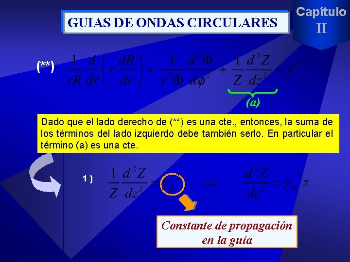 GUIAS DE ONDAS CIRCULARES Capítulo II (**) (a) Dado que el lado derecho de