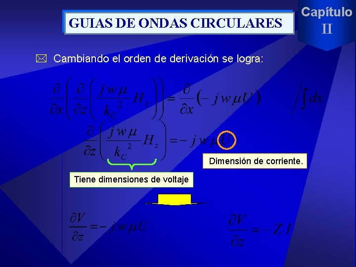 GUIAS DE ONDAS CIRCULARES Capítulo * Cambiando el orden de derivación se logra: Dimensión
