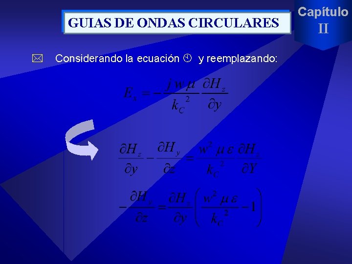 GUIAS DE ONDAS CIRCULARES * Considerando la ecuación y reemplazando: Capítulo II 