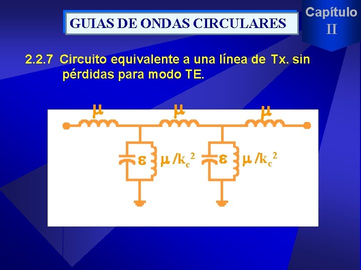 GUIAS DE ONDAS CIRCULARES Capítulo 2. 2. 7 Circuito equivalente a una línea de