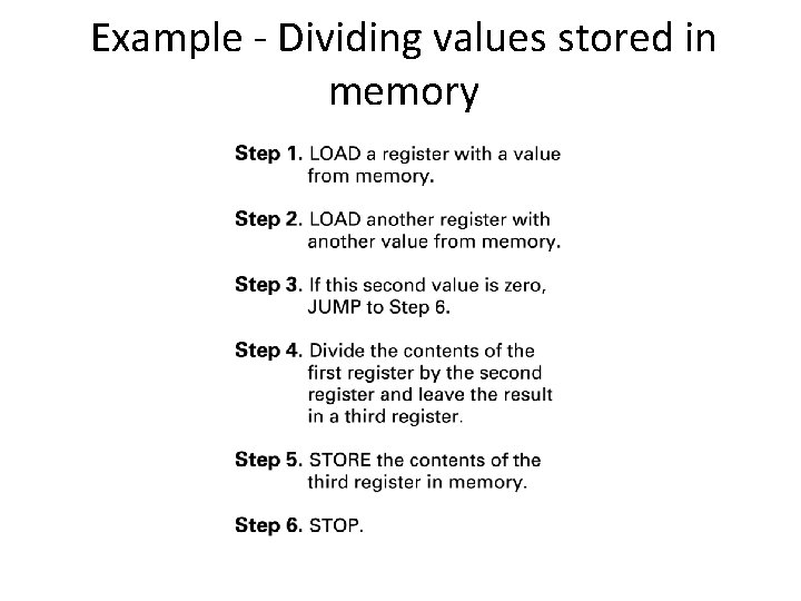 Example - Dividing values stored in memory Example - Dividing values stored in memory