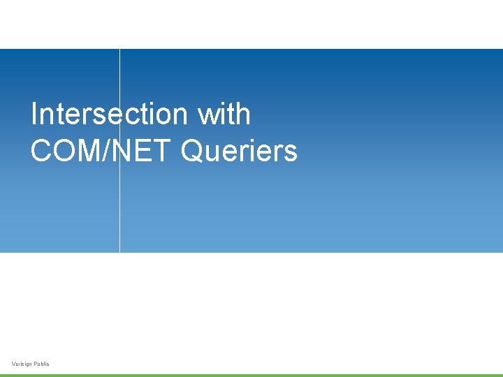 Intersection with COM/NET Queriers Verisign Public 