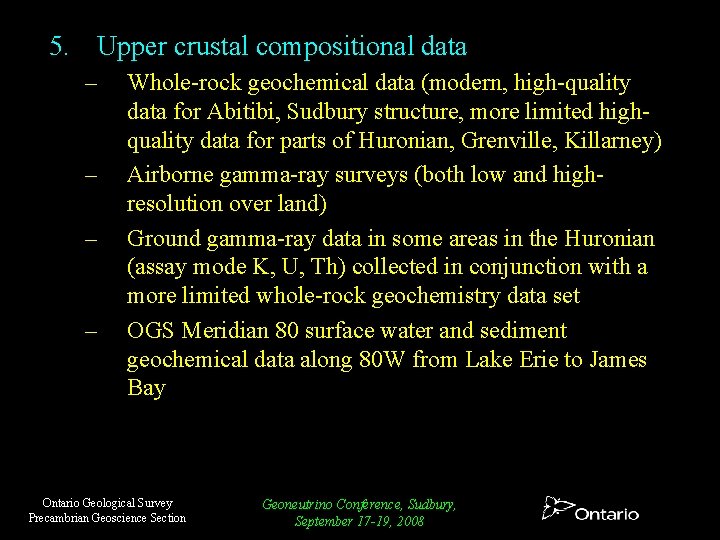 5. Upper crustal compositional data – – Whole-rock geochemical data (modern, high-quality data for 5. Upper crustal compositional data – – Whole-rock geochemical data (modern, high-quality data for