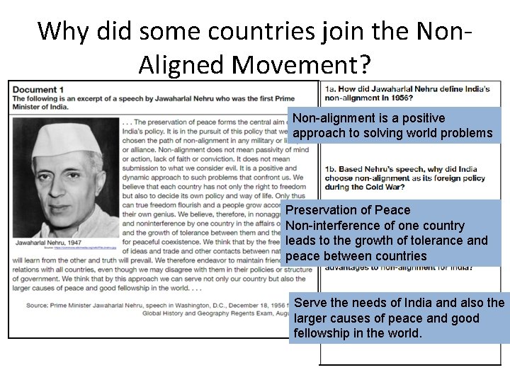 Why did some countries join the Non. Aligned Movement? Non-alignment is a positive approach