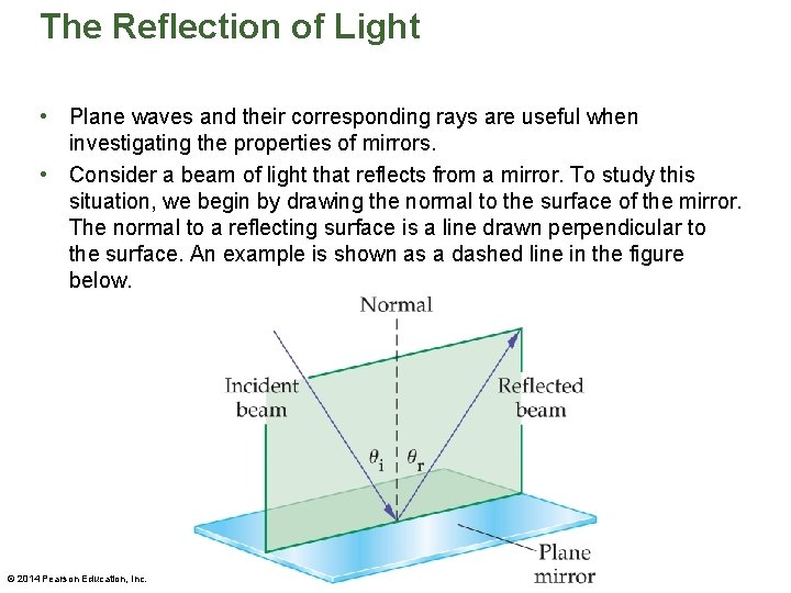 The Reflection of Light • Plane waves and their corresponding rays are useful when