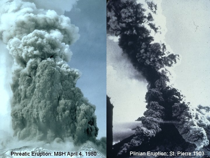 Phreatic Eruption: MSH April 4, 1980 Plinian Eruption: St. Pierre 1903 