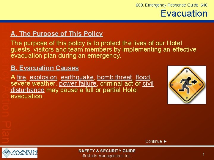 600. Emergency Response Guide, 640 Evacuation Emergency Action Plan A. The Purpose of This 600. Emergency Response Guide, 640 Evacuation Emergency Action Plan A. The Purpose of This