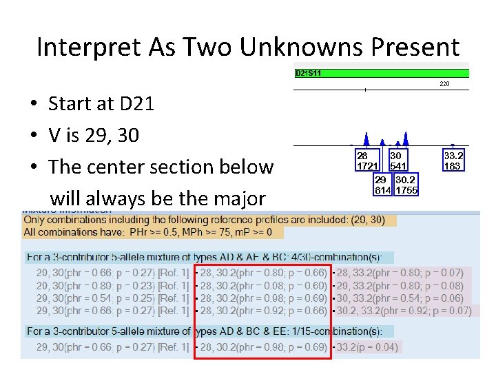 Interpret As Two Unknowns Present • Start at D 21 • V is 29,