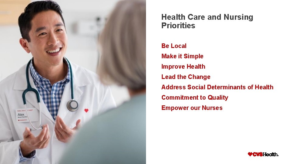 Health Care and Nursing Priorities Be Local Make it Simple Improve Health Lead the
