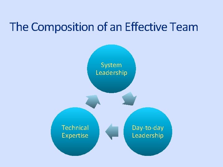 The Composition of an Effective Team System Leadership Technical Expertise Day-to-day Leadership 