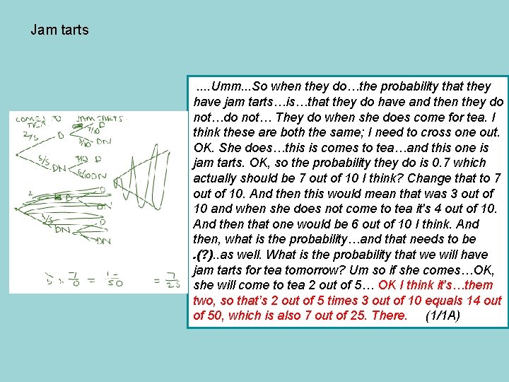Jam tarts . . Umm. . . So when they do…the probability that they