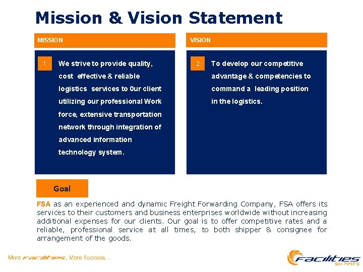 Mission & Vision Statement MISSION 1 We strive to provide quality, VISION 2 To