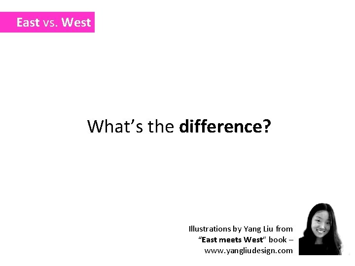 East vs. West What’s the difference? Illustrations by Yang Liu from “East meets West”