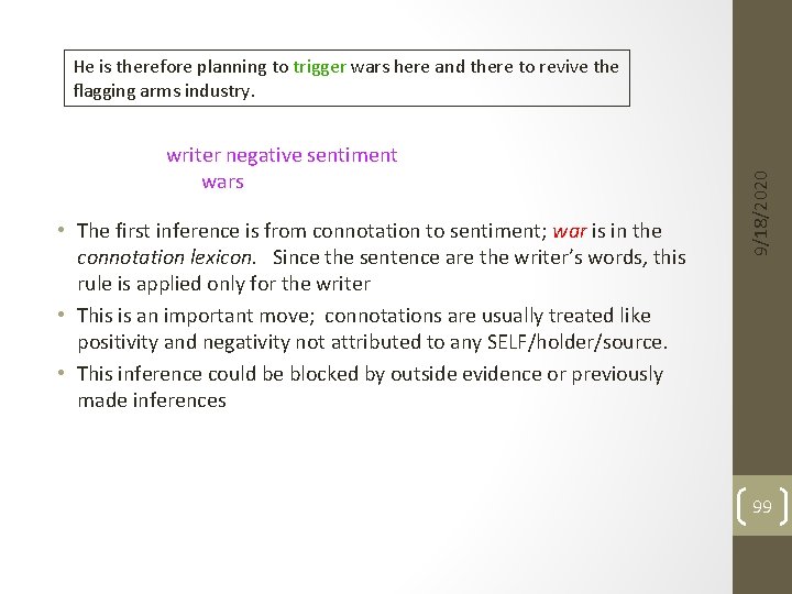 writer negative sentiment wars • The first inference is from connotation to sentiment; war