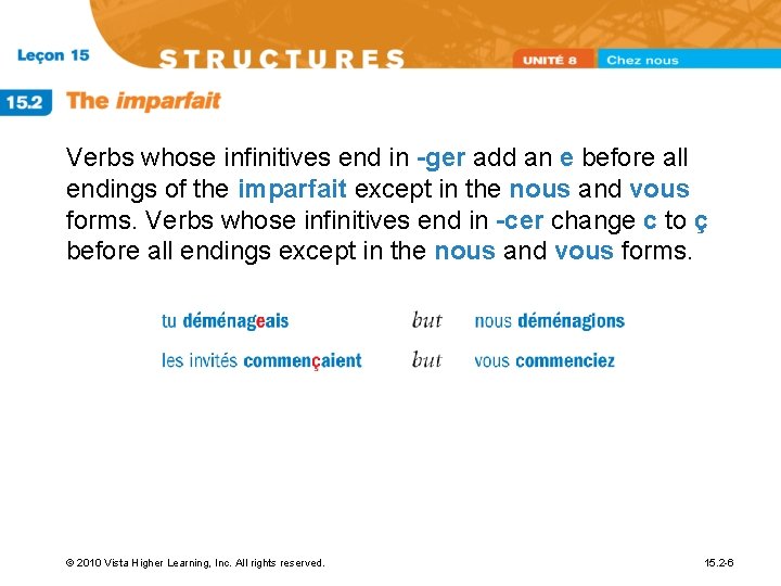 Verbs whose infinitives end in -ger add an e before all endings of the